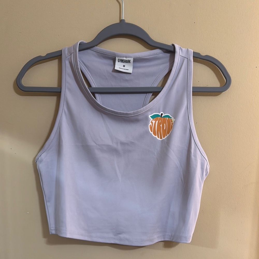 Gymshark White and Orange Fitted Crop Tank Top